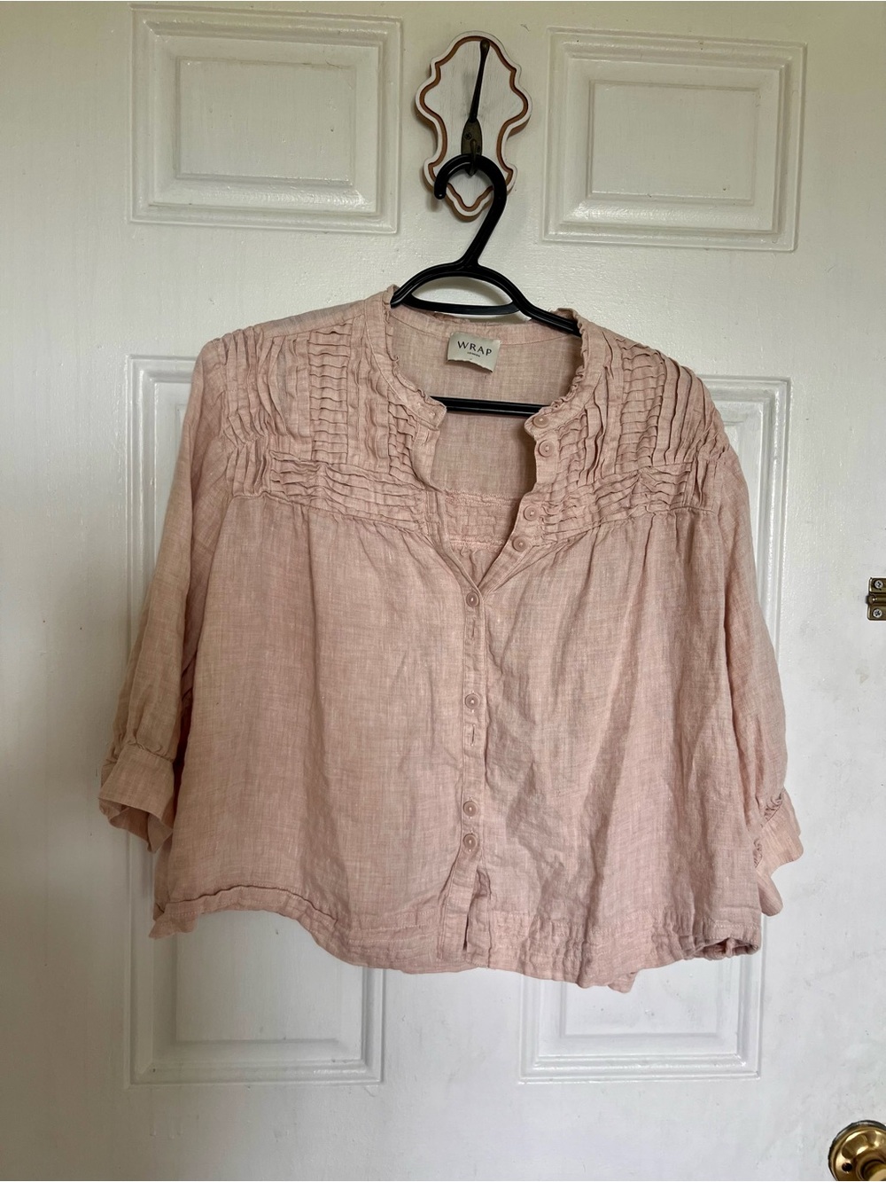 Wrap London | Blush Pink Button-Front Linen Top